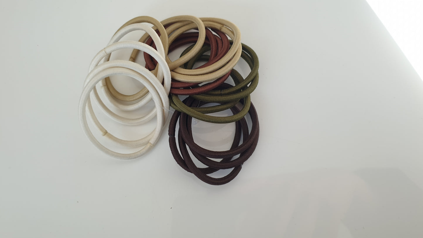 Set of 20 plain hair elastic with metal ring