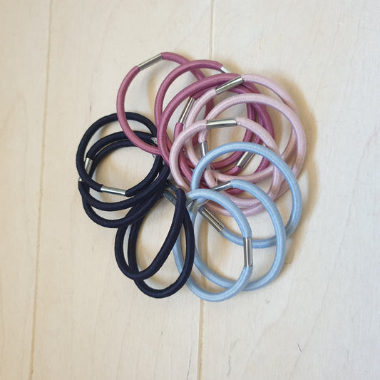 Set of 15 plain hair elastic with metal ring