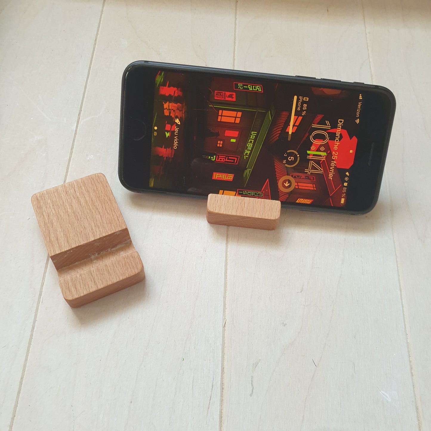 Wood small cell phone stand / holder