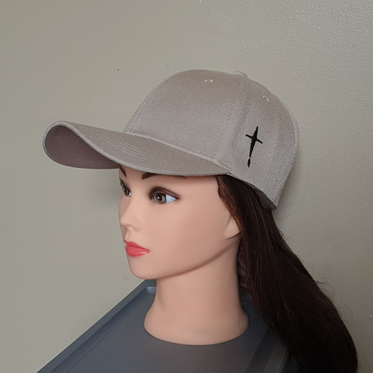 Adjustable beige cap cross drop