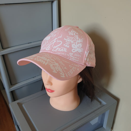 Adjustable pink cap graffiti