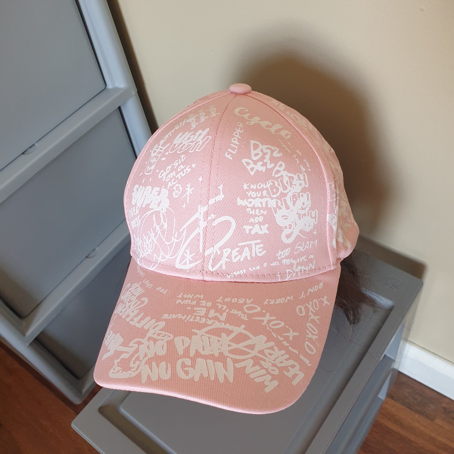 Adjustable pink cap graffiti