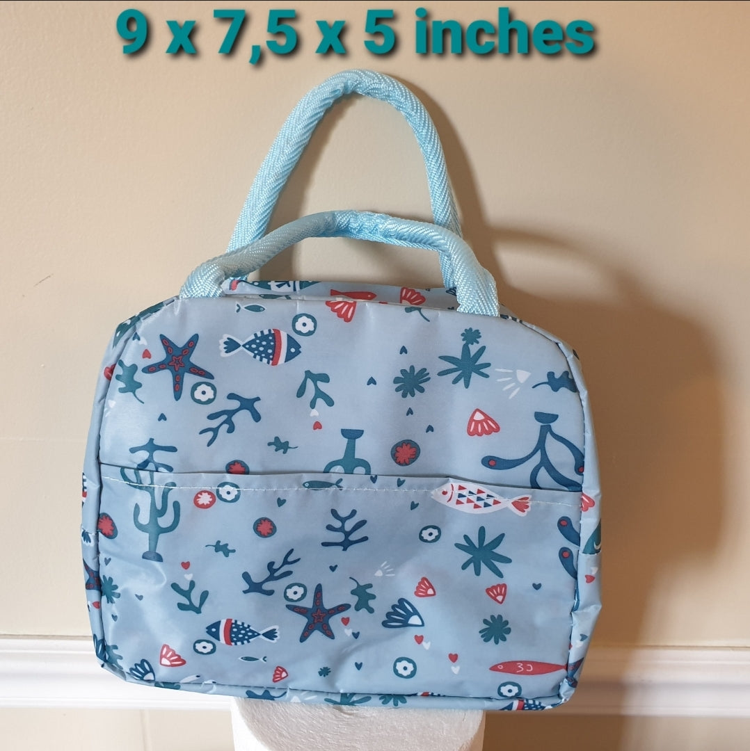 Blue cooler lunch bag with defects